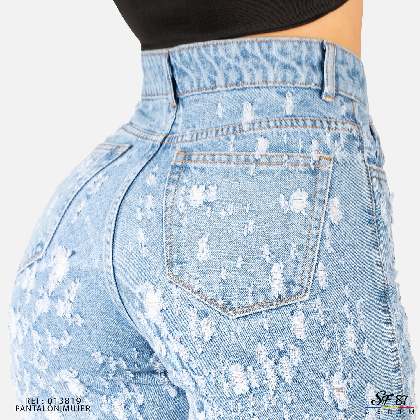 Jeans De Mujer Tiro Alto Pedreria