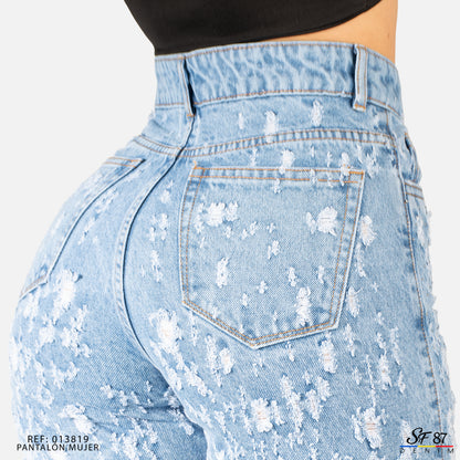 Jeans De Mujer Tiro Alto Pedreria
