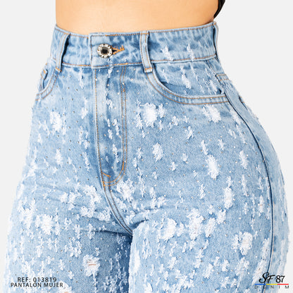 Jeans De Mujer Tiro Alto Pedreria
