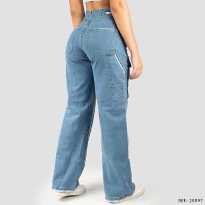 Jeans Wide Bota Recta Tiro Alto 25097