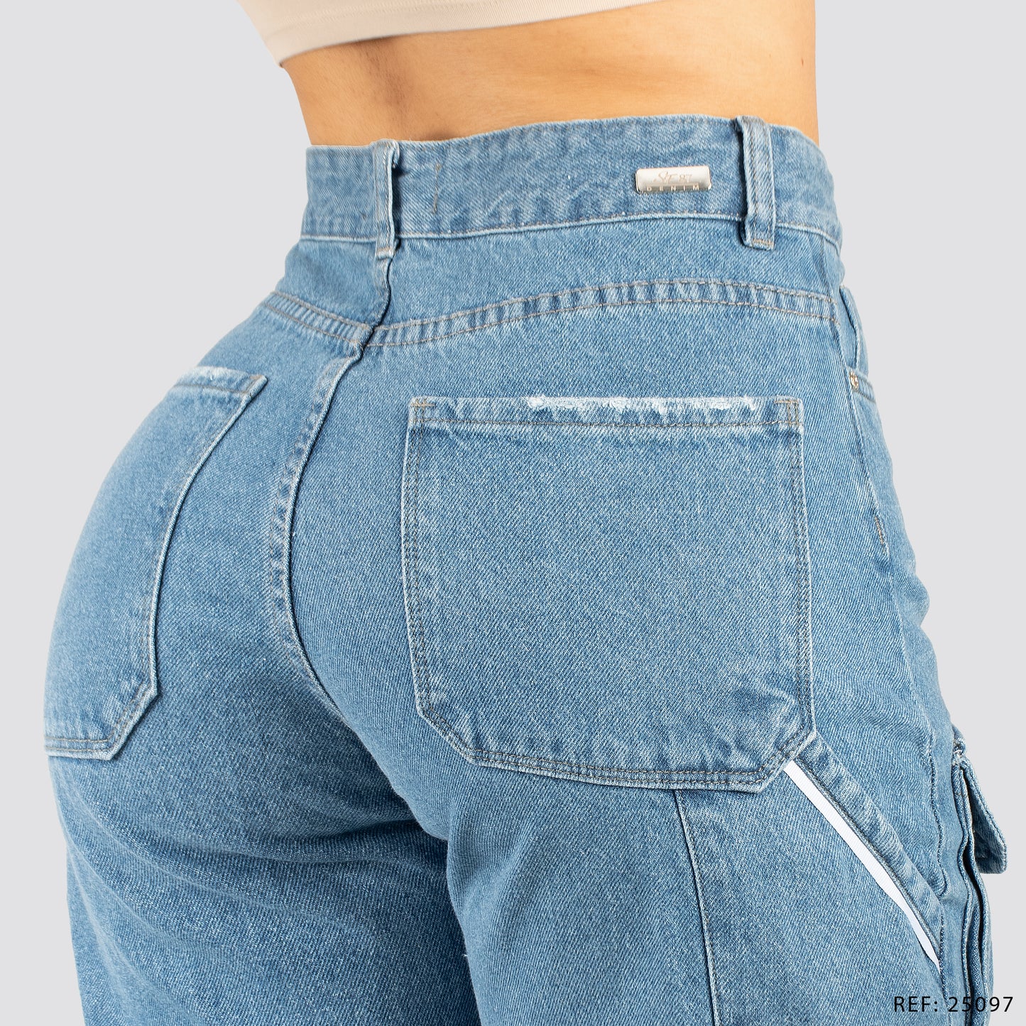 Jeans Wide Bota Recta Tiro Alto 25097