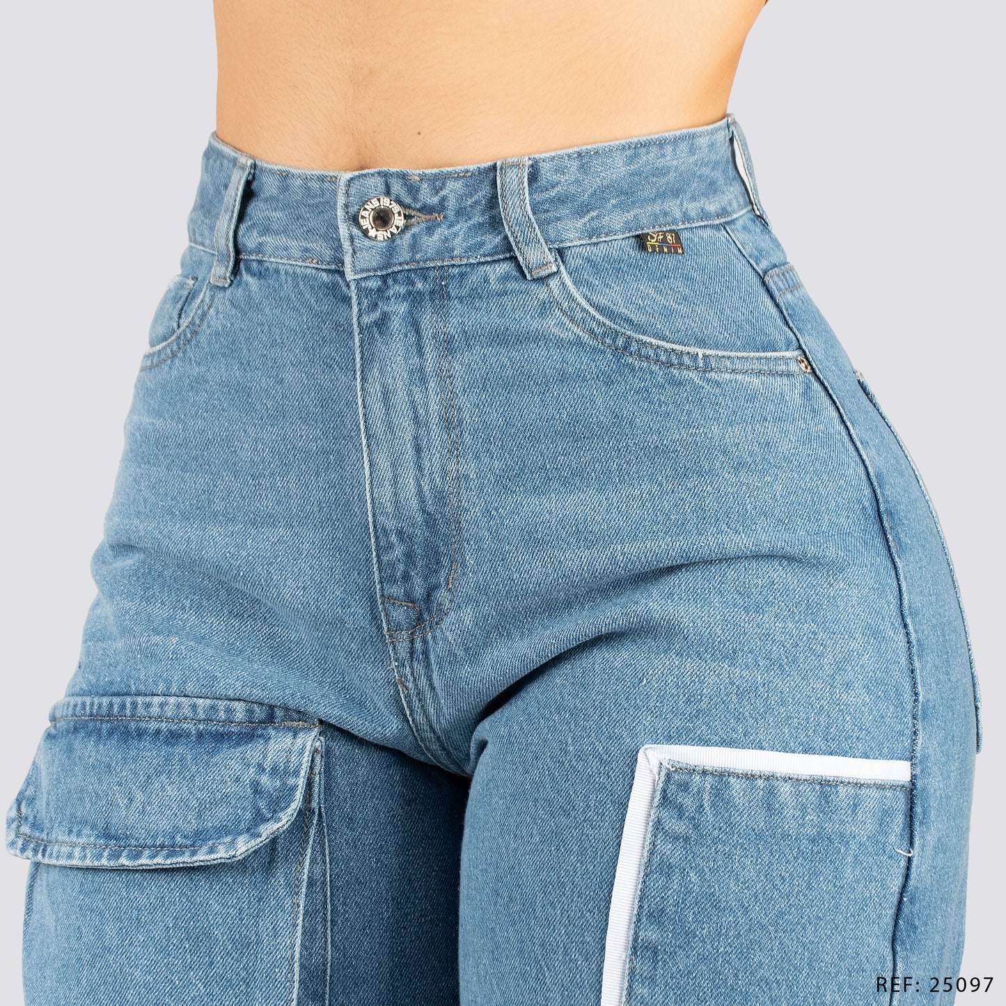 Jeans Wide Bota Recta Tiro Alto 25097