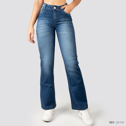 Jeans Wide Bota Recta Tiro Alto 25131