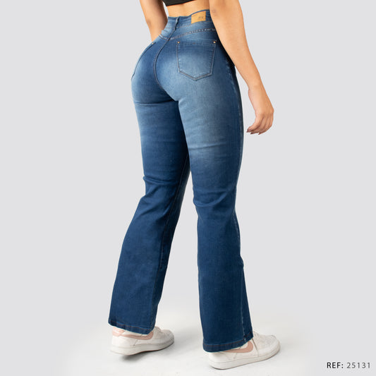 Jeans Wide Bota Recta Tiro Alto 25131