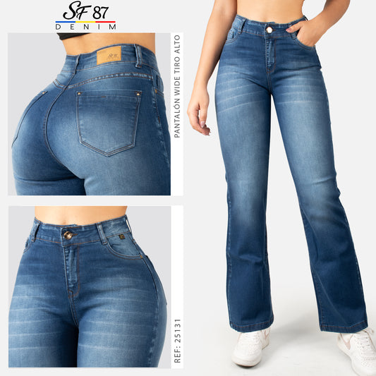 Jeans Wide Bota Recta Tiro Alto 25131