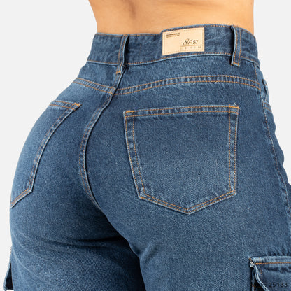 Jeans Wide Bota Recta Tiro Alto 25133